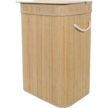 BAMBUSOVÝ KOŠ NA PRÁDLO S VÍKEM 80L BÉŽOVÝ VYJÍMATELNÝ VKLAD 32x42x60CM