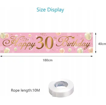 Party dekorace NAROZENINOVÝ BANNER 18. NAROZENINY ZLATÝ RŮŽOVÝ DEKORACE 18