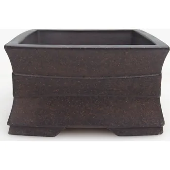 Květináč Keramická bonsai miska 12 x 12 x 6,5 cm hnědookrová