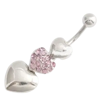 Piercing Piercing ocel růžové srdce 840 (Šperky chirurgická ocel do pupíku)