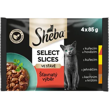 Krmivo pro kočku Sheba Selection v omáčce Juicy Flavors 52 Ks Pro Kočky Krmivo Mix Chutí