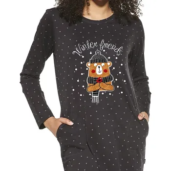 Dámská noční košile KOŠILE DR 452/297 WINTER FRIENDS M Černá