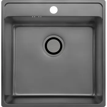 Granitový dřez Jednokomorový dřez Laveo BESOS ocel šedý