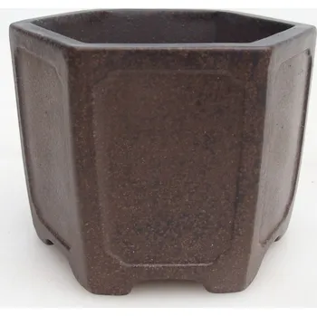 Květináč Keramická bonsai miska 11 x 10 x 8,5 cm hnědookrová