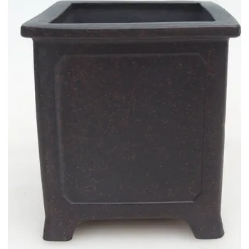 Květináč Keramická bonsai miska 9,5 x 9,5 x 10 cm hnědookrová