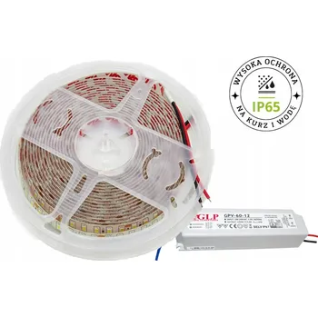 LED osvětlení DIVOLE LED pásek 600SMD 2835 24V 3000K teplá bílá - 5m IP65 s napájecím zdrojem