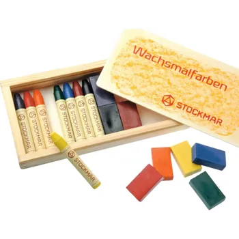 Kresba Kombinovaná sada 8 bločků+8 pastelek, dřevěná krabička