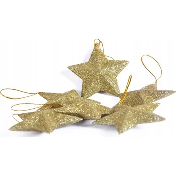 Vánoční dekorace Zlaté třpytivé hvězdičky 6 Ks