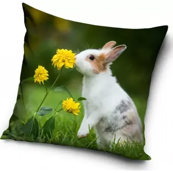 Povlak na dekorativní polštářek Carbotex Povlak na polštářek Králík na louce 40 x 40 cm
