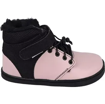 Dívčí tenisky Zimní barefoot kožené boty Pegres BF40 0.1 růžové 33