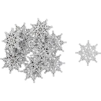 Vánoce Vánoční dekorace Vločka 4cm/12ks, dřevo, bílá