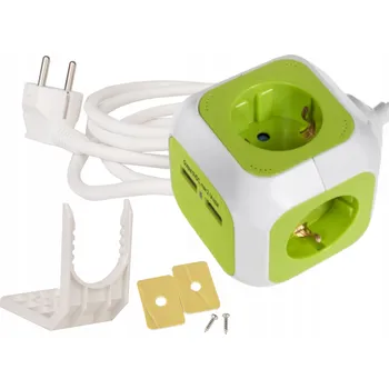 Napájecí kabel Prodlužovací Kabel páska Orno 1,4 m 4 ks , 6 ks zásuvek zelené barvy