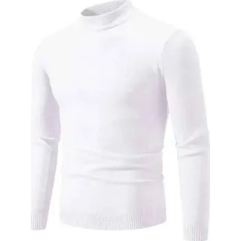 Pánský svetr Pánský svetr s rolákem Jednobarevný pletený svetr s výstřihem do O Dlouhý rukáv Elegantní zimní podzimní svetr Polyester Různé barvy bílá M