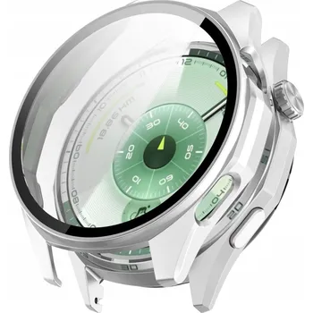 Pouzdro na mobilní telefon POUZDRO HUAWEI WATCH GT6 46MM GT 6 46 MM PC + TVRZENÉ SKLO STŘÍBRNÉ MATNÉ