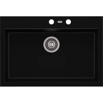 Granitový dřez Jednokomorový granitový dřez Moderno Buddy 60, černý