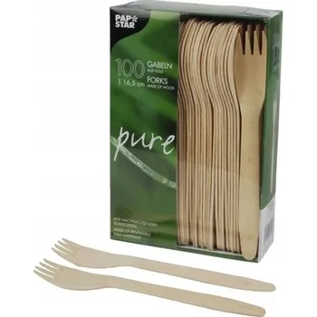 Jednorázové nádobí Dřevěné vidličky Pure 16,5 cm 100 ks