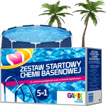 STARTOVACÍ SADA 5v1 CHEMIE PRO BAZÉNY CHLOR ŠOK ALGA -PH+ DO BAZÉNU GAMIX
