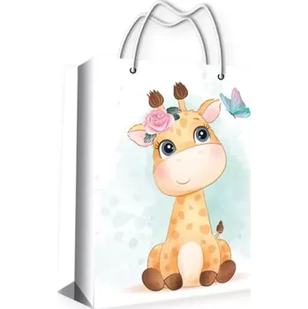 Dárková taška Anděl Dárková taška papírová s glitry Žirafa L 32 x 26 cm