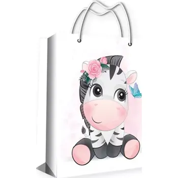 Dárková taška Anděl Dárková taška papírová s glitry Zebra L 32 x 26 cm