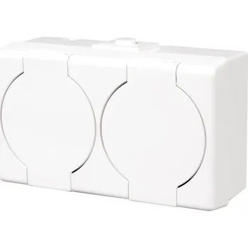 Elektrická zásuvka Dvojitá zásuvka s uzemněním, nástěnná, bílá GHS-2n Karlik Senior IP44