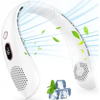 Domácí ventilátor Mini ventilátor na krk, akumulátorový, bílý, 4 rychlostní režimy