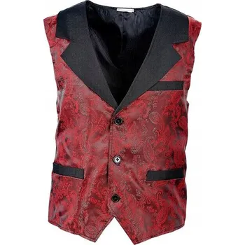 Pánská vesta Vínová žakárová vesta Vintage, velikost M/L