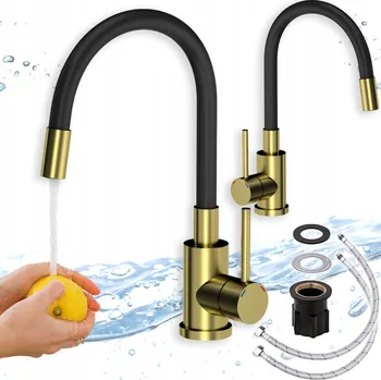 Vodovodní baterie Stojánková kuchyňská baterie APKOMFORT MARGARITE černá, zlatá