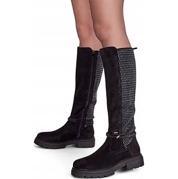 Dámské kozačky Royalfashion dámské kozačky pod koleno s plochým podpatkem, velikost 40