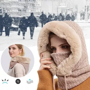 Čepice DÁMSKÁ KUKLA ČEPICE KAPUCE PLETENÁ ELEGANTNÍ KE KABÁTU