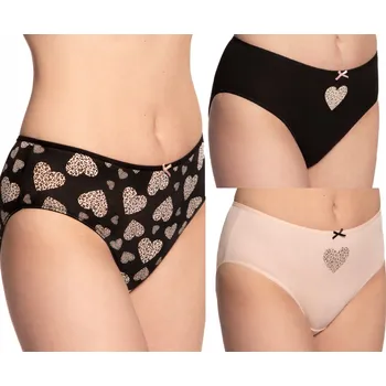 Dámské oblečení LAMA Kalhotky bikiny SRDCE 3-balení Velikost L BAVLNA