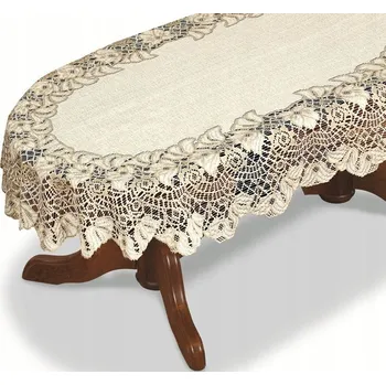 ubrus Žakárový ubrus vzor 04277 100x150cm ovál krémový, silná příze