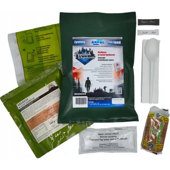 Hotové jídlo Vojenská strava 1 klobása v barbecue omáčce