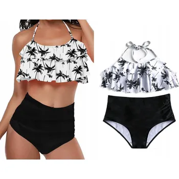 Dámské plavky Dvoudílné plavky s vysokým pasem, dámské, zeštíhlující, černé, velikost L 40