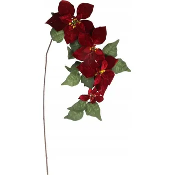 Vánoční dekorace VĚTVIČKA ELEGANTNÍ SAMETOVÉ VÁNOČNÍ HVĚZDY 72 cm BORDOVÁ SVÁTEČNÍ DEKORACE