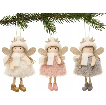 Vánoční dekorace DEKORAČNÍ ANDĚLÍČCI OZDOBY VÁNOČNÍ NA STROMEČEK SADA 3 ks