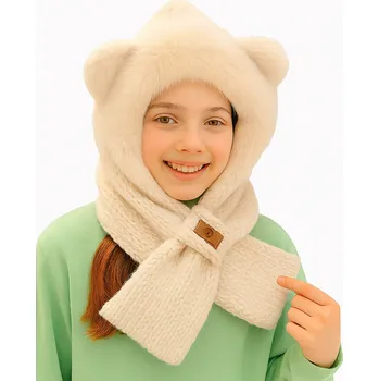 Čepice ZIMNÍ ČEPICE s klapkami na uši, DÁMSKÁ ŠÁLA, zateplená, sada NÁKRČNÍK 2 v 1