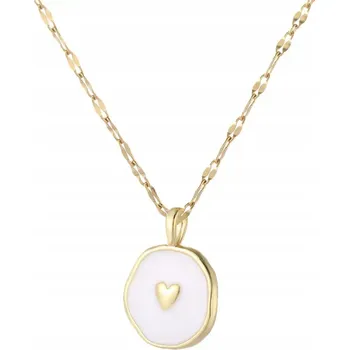 Náhrdelník Zlatý ocel řetízek s bílým srdcem v boho stylu