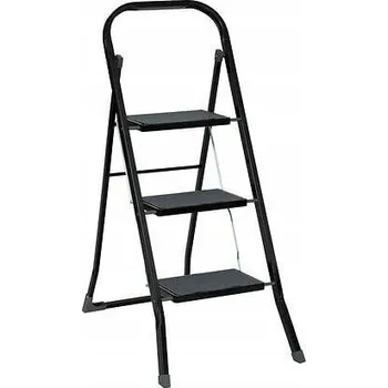 Žebřík SKLÁDACÍ ŽEBŘÍK kovový černý 3-STUPŇOVÝ do 150 kg