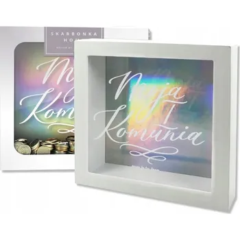 Pokladnička DŘEVĚNÁ POKLADNIČKA S OKÉNKEM DÁREK K PRVNÍMU SVATÉMU PŘIJÍMÁNÍ PAMÁTKA