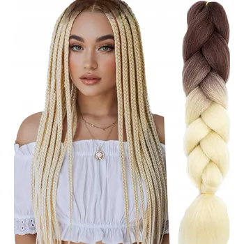 Příčesek Syntetické Vlasy Umělé Copánky Ombre Tmavě Hnědá Světlá Blond #B22