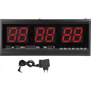 Hodiny DIGITÁLNÍ HODINY NÁSTĚNNÉ LED VELKÉ XXL ELEKTRONICKÉ DATUM TEPLOTA TICHÉ