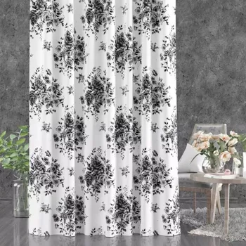 Obraz Oxfordská Závěs s černobílými květy na pásce 140x250cm S706