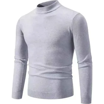 Pánský svetr Pánský svetr s rolákem Jednobarevný pletený svetr s výstřihem do O Dlouhý rukáv Elegantní zimní podzimní svetr Polyester Různé barvy světle šedá L