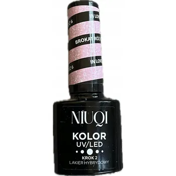 Lak na nehty HYBRIDNÍ LAK NA NEHTY uv/LED 5ml NIUQI BROKÁTOVÝ RŮŽOVÝ 6 IN LOVE