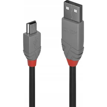 Datový kabel USB kabel na miniUSB Lindy 36725 černý 5 m