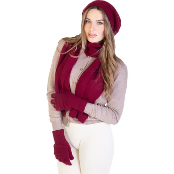 Čepice Duuree.cz Dárkový set čepice a rukavice 100% kašmír Barva: Bordó