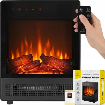 Volně stojící krb Mission Air černý s funkcí topení 2000 W