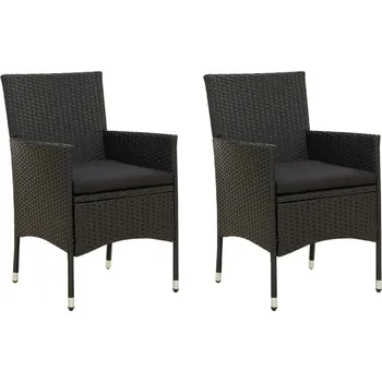 OMAXI Zahradní židle s poduškami 2 ks polyratan černé 666173
