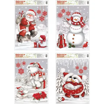 Vánoční dekorace Vánoční vitráž, sváteční dekorace Se Třpytkami 20 x 30 cm Aliga