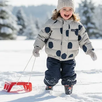 Chlapecká bunda LIEWOOD Péřová bunda Adelina s oušky - Spot dots / Mist Velikost: 2y